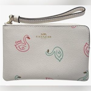 NWT Coach wristlet with swan print
